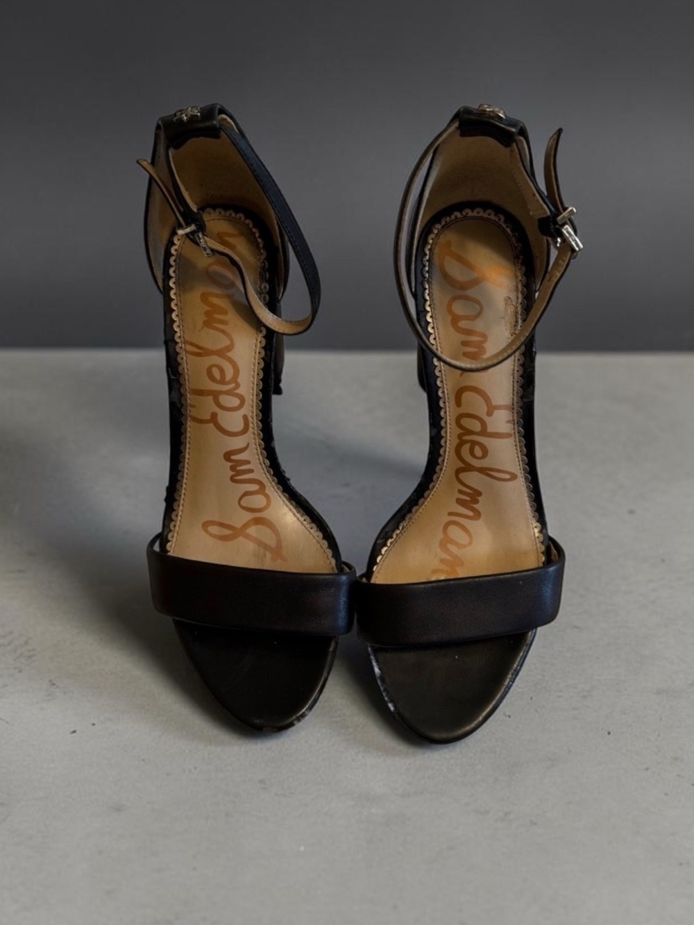 Sam Edelman Black Open-Toe Ankle-Strap 3.5" Heels